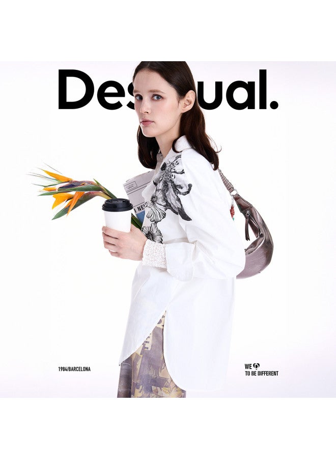 DESIGUAL 25 قميص نسائي فضفاض بطباعة زهور جديدة لخريف/شتاء - Image 2