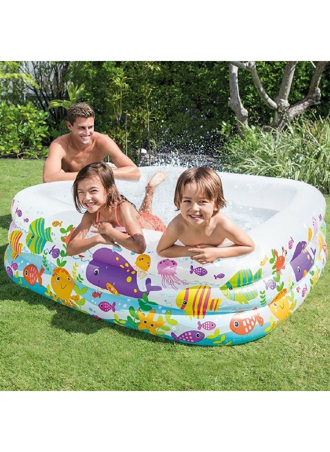 INTEX Aquarium Design Square Shaped Inflatable Swimming Pool for Kids Multicolor 340 L 57471  - Image 2