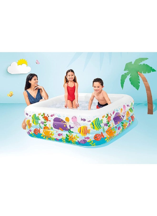 INTEX Aquarium Design Square Shaped Inflatable Swimming Pool for Kids Multicolor 340 L 57471  - Image 4