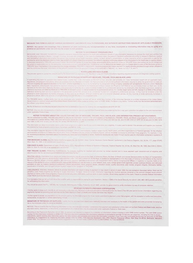 Compuchecks Compuchecks New Cms 1500 Claim Forms - Hcfa (Version 02/12) (500 Sheets), 7106  - Image 5