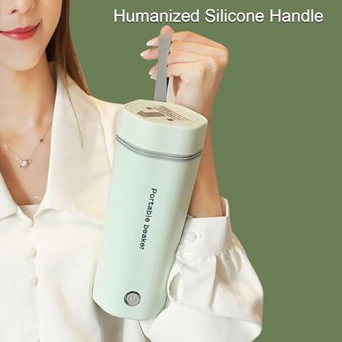 Khazna Portable Electric Kettle Stainless Steel Liner Travel Electric Cup Home Mini Heating Teapot Fast Cooking Single Cup Water Heater 350Ml Hot Water Bottle Light Green - Image 2