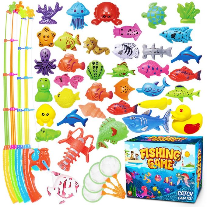 Goody King Magnetic Fishing Game Pool Toys for Kids Bath Outdoor Indoor Carnival Party Water Table Fish Toys for Kids Age 3 4 5 6 Years Old 2 Players Gift (Large) - Image 4