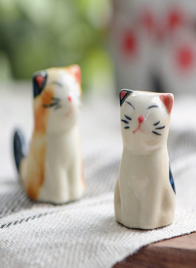 Ponerine Pack of 6 Lovely Lucky Cat Porcelain Knife Rests Chopstick Rest set Ceramic Tableware Rest Set Ornament (Lucky Cat Set+Spoon) - Image 4