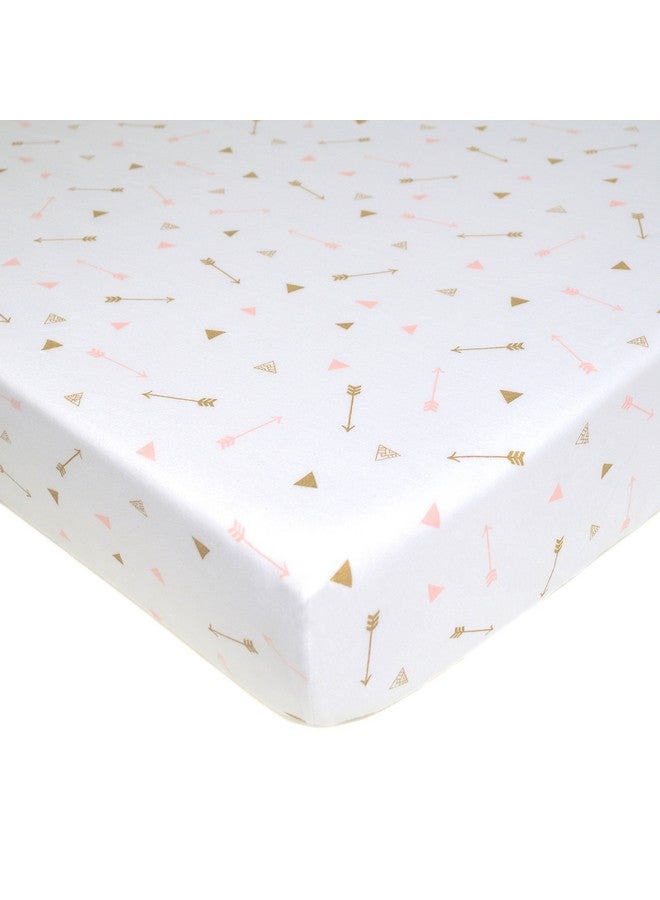 TL Care TL Care 100% Natural Cotton Fitted Crib Sheet 52" x 28" - Soft, Breathable, Hypoallergenic & Gentle Toddler Bed Sheet, Gold and Pink Arrows, Neutral for Boys & Girls - Image 1