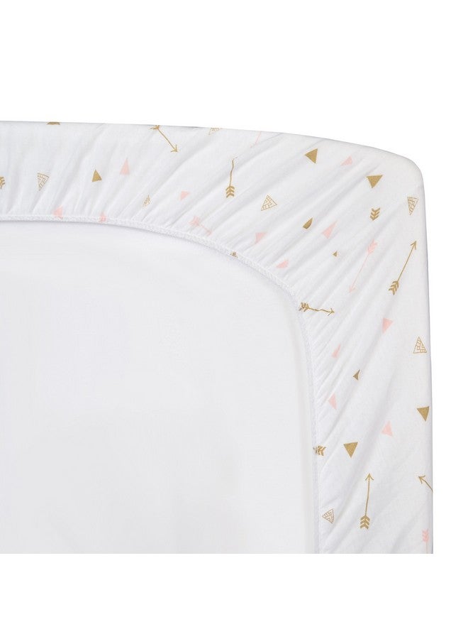 TL Care TL Care 100% Natural Cotton Fitted Crib Sheet 52" x 28" - Soft, Breathable, Hypoallergenic & Gentle Toddler Bed Sheet, Gold and Pink Arrows, Neutral for Boys & Girls - Image 2