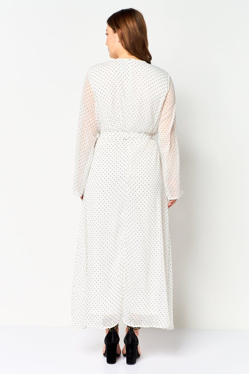 Kathy Ireland Women Microdot Maxi Dress, White - Image 4