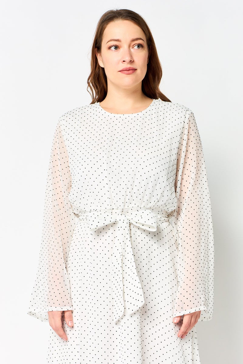 Kathy Ireland Women Microdot Maxi Dress, White - Image 2