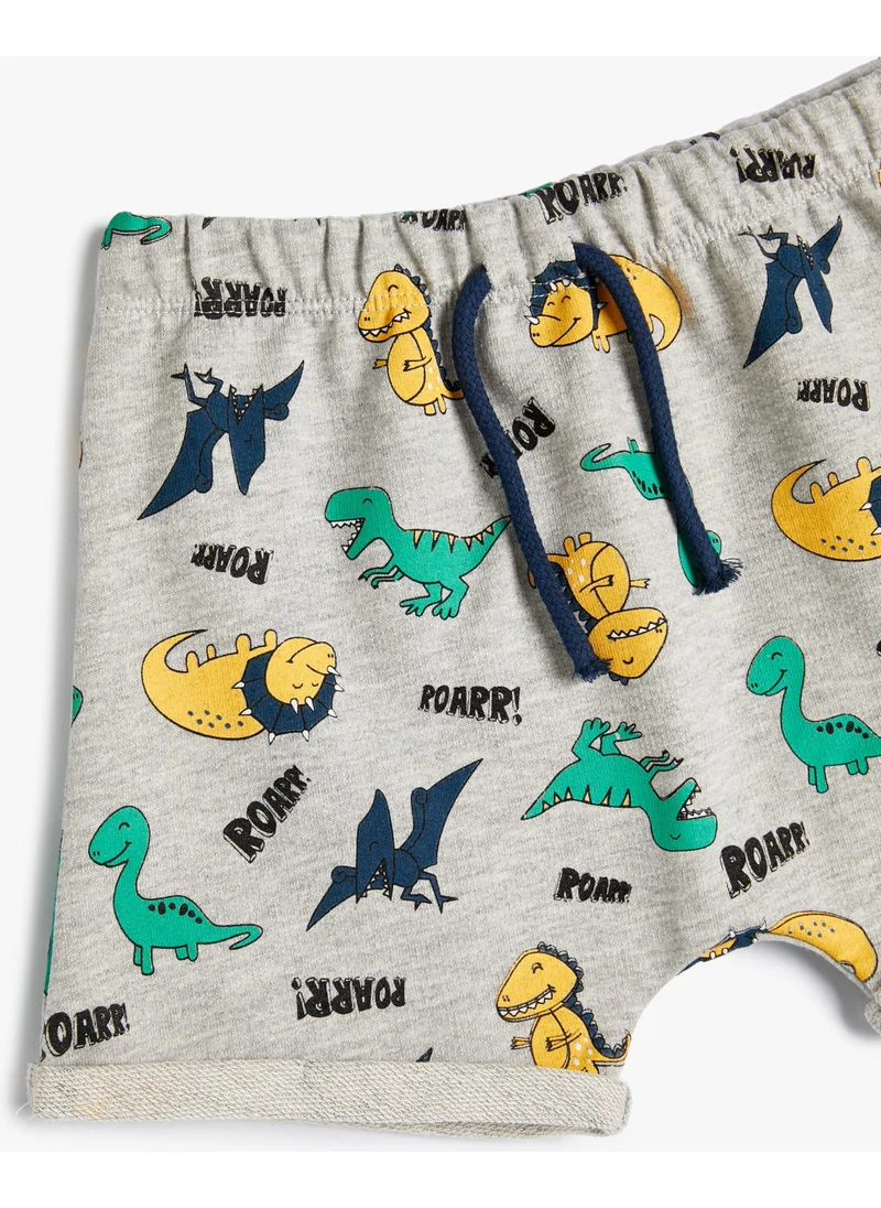 KOTON Dinosaur Shorts with Tie Waist