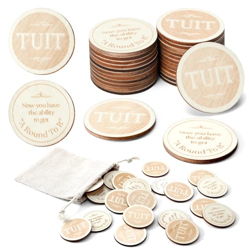 Sonwyoung 24 Pcs Wood Round Tuit 15 Inch Polished Wooden Tokens with Bag When You Get a Round to It for Colleague Family - Image 1