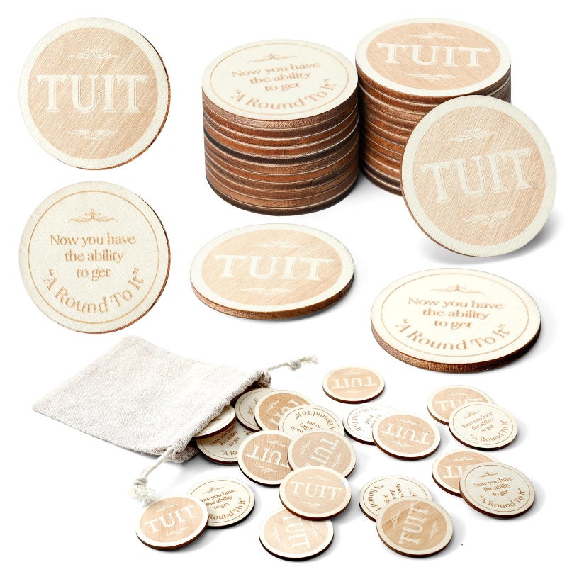 Sonwyoung 24 Pcs Wood Round Tuit 15 Inch Polished Wooden Tokens with Bag When You Get a Round to It for Colleague Family - Image 3