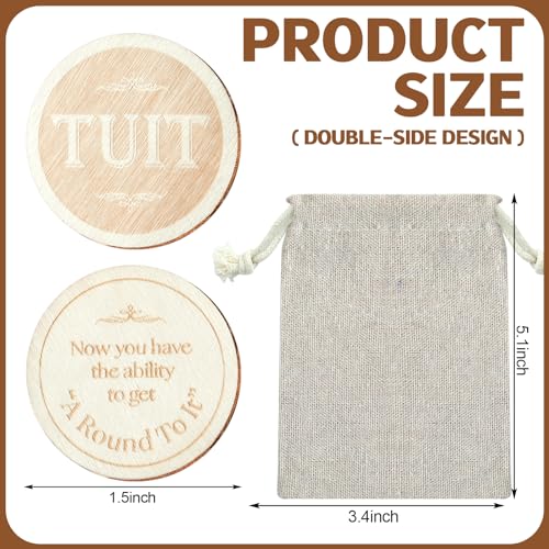 Sonwyoung 24 Pcs Wood Round Tuit 15 Inch Polished Wooden Tokens with Bag When You Get a Round to It for Colleague Family - Image 5