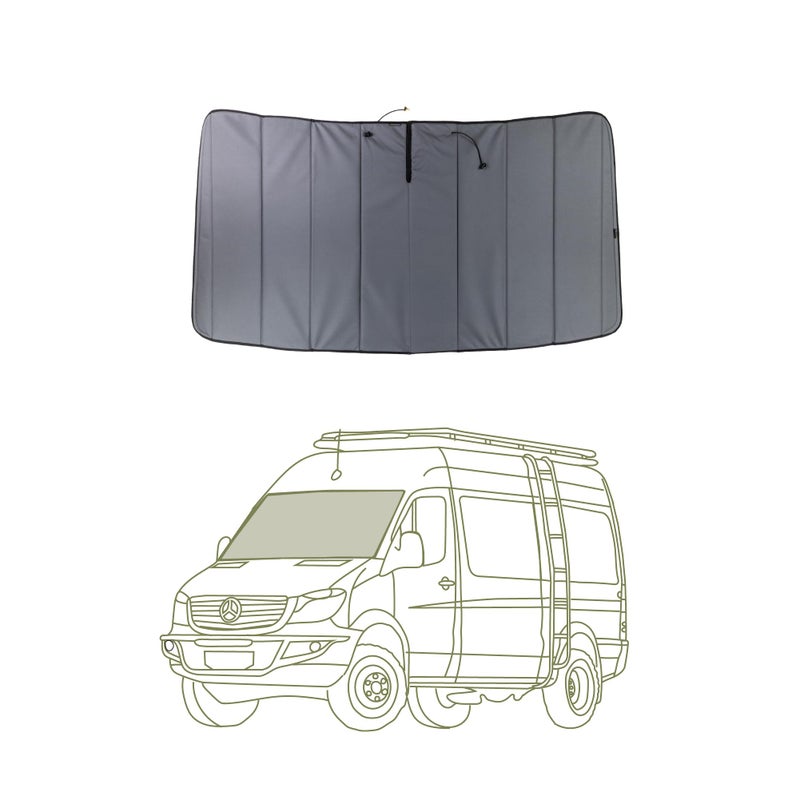 VanEssential Insulated Magnetic Blackout Front Windshield Cover Designed for MercedesBenz NCV3VS30 Van Years 2007 to Current Charcoal Gray
