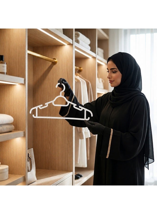 علاقة ملابس كبيرة – علاقة بلاستيكية متينة للقمصان والجاكيتات والمناشف – معاليق للملابس – علاقات ملابس خفيفة الوزن ومضادة للانزلاق لتنظيم المنزل وخزانة الملابس ( آبیض ) - Image 1