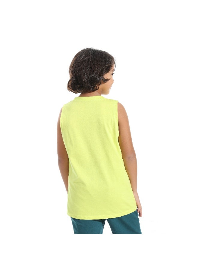 Andora Cut Sleeves Loose Fit Basic T-Shirt_Yellow - Image 2