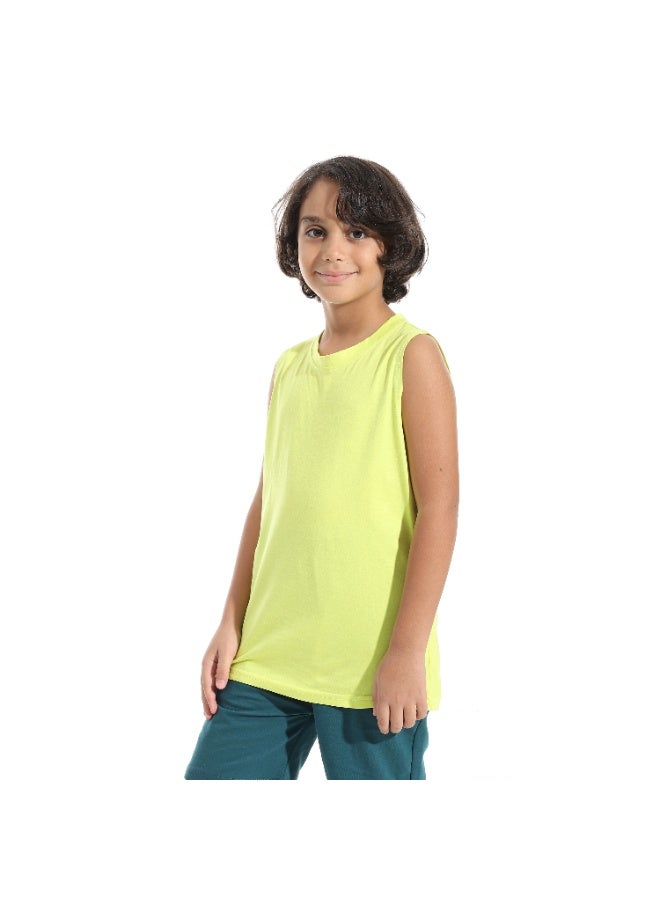 Andora Cut Sleeves Loose Fit Basic T-Shirt_Yellow - Image 5