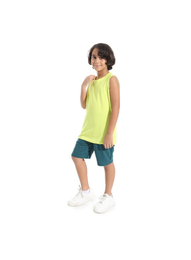 Andora Cut Sleeves Loose Fit Basic T-Shirt_Yellow - Image 3
