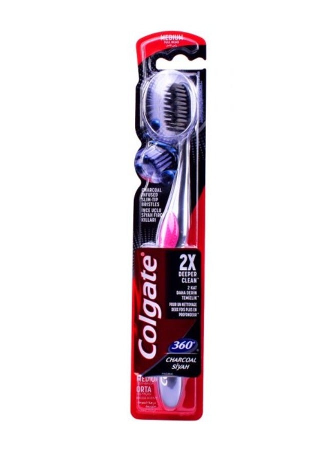 Colgate 360 Charcoal Toothbrush medium Multi Color - Image 1