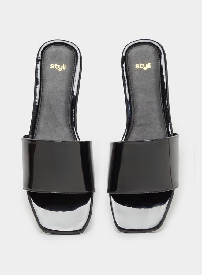 Styli Leather Look Open Toe Flat Sandals - Image 4