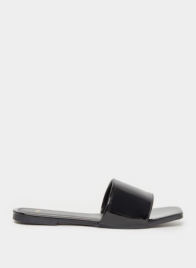 Styli Leather Look Open Toe Flat Sandals - Image 2