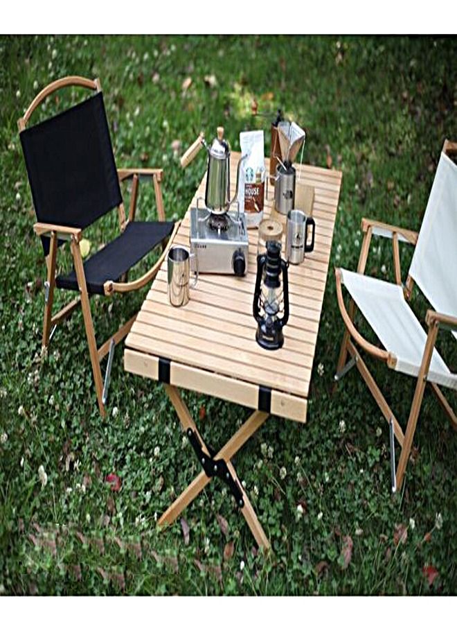 fashionhome 1 Piece Multipurpose Use Durable Portable Outdoor Dining Table Egg Roll Foldable Camping Bamboo Table with Caring Bag 60x45x38 cm  - Image 2