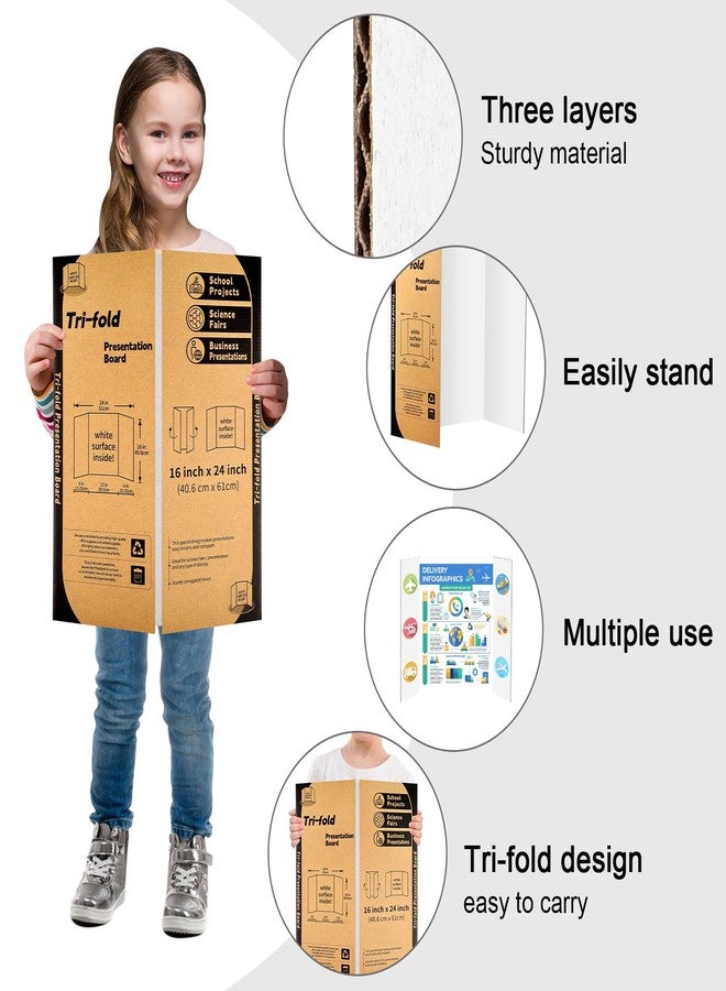 IKAYAS مجموعة من 5 لوحات عرض ثلاثية الطي، مقاس 24 × 16 بوصة، لوحات عرض بيضاء من إيكاياس، لوحات عرض للمعارض العلمية، مصنوعة من الفوم، مناسبة للتركيب، الطباعة، الأعمال الفنية، العرض، المشاريع، لوازم الفصول الدراسية - Image 3