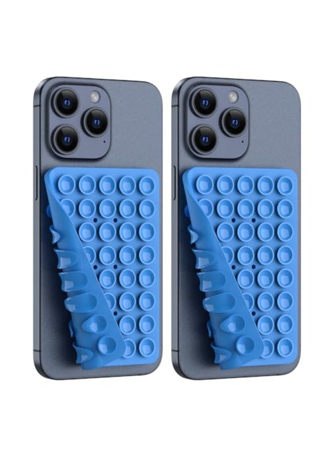 NIBEMINENT 2PACK Silicone Double Sided Suction Phone Case Mount, Detachable Hands Free & Strong Grip Holder for Selfies & Videos, Compatible iPhone Android (Blue, 2Pack 40 Suction Cups)  - Image 1