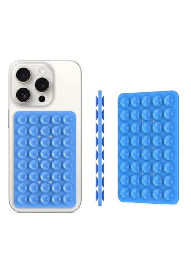 NIBEMINENT 2PACK Silicone Double Sided Suction Phone Case Mount, Detachable Hands Free & Strong Grip Holder for Selfies & Videos, Compatible iPhone Android (Blue, 2Pack 40 Suction Cups)  - Image 2