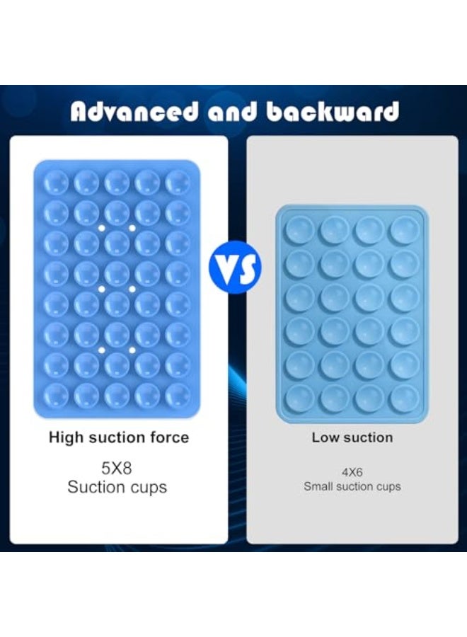 NIBEMINENT 2PACK Silicone Double Sided Suction Phone Case Mount, Detachable Hands Free & Strong Grip Holder for Selfies & Videos, Compatible iPhone Android (Blue, 2Pack 40 Suction Cups)  - Image 4