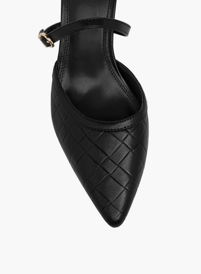 Celeste Women's Textured Pointed Toe Mules with Flared Heel - Image 4