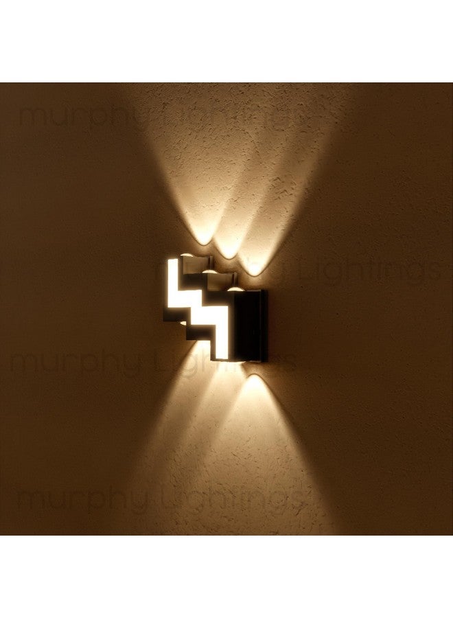 MURPHY Murphy 12W Aluminium Led Luxurious Indoor & Outdoor Step Type Up/Down Wall Light Warm White, Shockproof & Rustproof Alluminium Body (3 Up & 3 Down Step), Pack of 1 (with 2 Years Warranty)  - Image 1