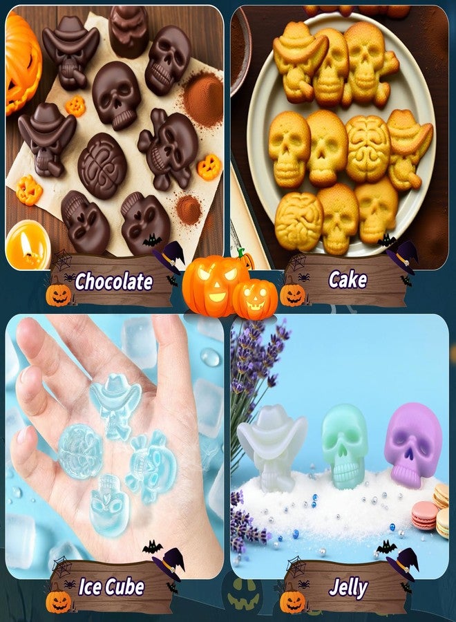 ANSEE Skull Brain Silicone Molds, 2 Pack Halloween Silicone Molds with 100pcs Treat Bags, 20-Cavity 3D Skull & Brain Shape Chocolate Molds for Jelly Gummy Candy Ice Cube Handmade Soap Jelly - Image 5