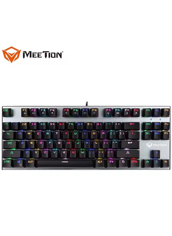 ميشين لوحة مفاتيح ميكانيكية للألعاب من Meetion MK04 بإضاءة خلفية RGB وإضاءة خلفية متعددة الوسائط و87 مفتاحًا بتصميم من الألومنيوم المقاوم للماء  - Image 1