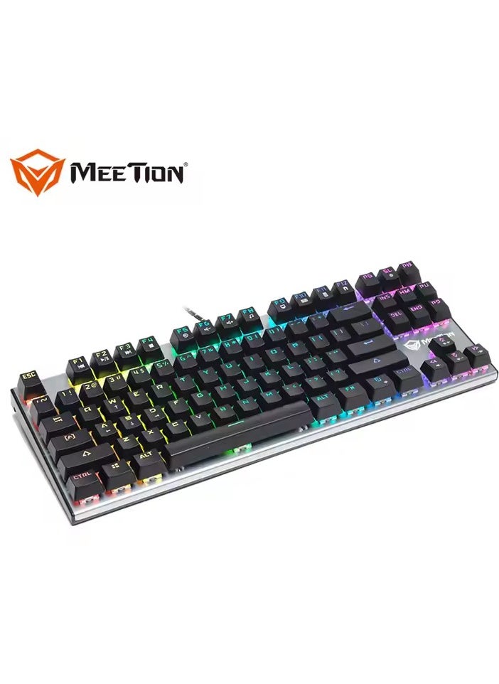 ميشين لوحة مفاتيح ميكانيكية للألعاب من Meetion MK04 بإضاءة خلفية RGB وإضاءة خلفية متعددة الوسائط و87 مفتاحًا بتصميم من الألومنيوم المقاوم للماء  - Image 4