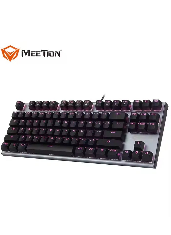 ميشين لوحة مفاتيح ميكانيكية للألعاب من Meetion MK04 بإضاءة خلفية RGB وإضاءة خلفية متعددة الوسائط و87 مفتاحًا بتصميم من الألومنيوم المقاوم للماء  - Image 2