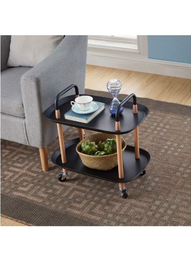 طعم المنزل عربة تخزين متحركة بعجلات ومقبض، مكونة من طبقتين أو ثلاث طبقات - عربة متعددة الأغراض، منظم متنقل موفر للمساحة للمطبخ والحمام والمكتب وغرفة المعيشة، أسود - Image 3