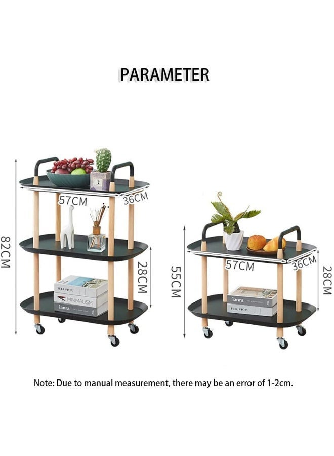 طعم المنزل عربة تخزين متحركة بعجلات ومقبض، مكونة من طبقتين أو ثلاث طبقات - عربة متعددة الأغراض، منظم متنقل موفر للمساحة للمطبخ والحمام والمكتب وغرفة المعيشة، أسود - Image 2