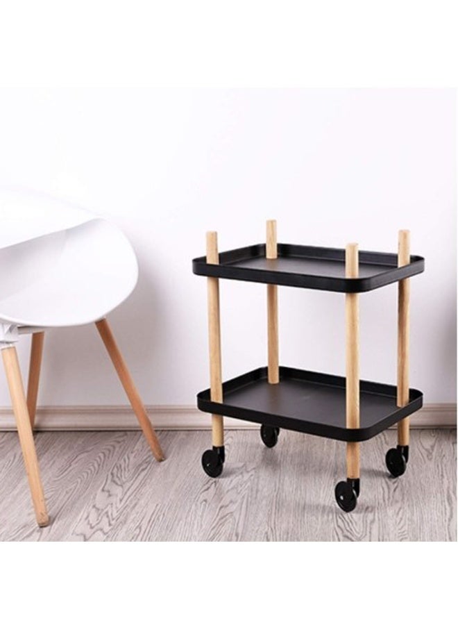 طعم المنزل عربة تخزين متحركة بعجلات ومقبض، مكونة من طبقتين أو ثلاث طبقات - عربة متعددة الأغراض، منظم متنقل موفر للمساحة للمطبخ والحمام والمكتب وغرفة المعيشة، أسود - Image 4