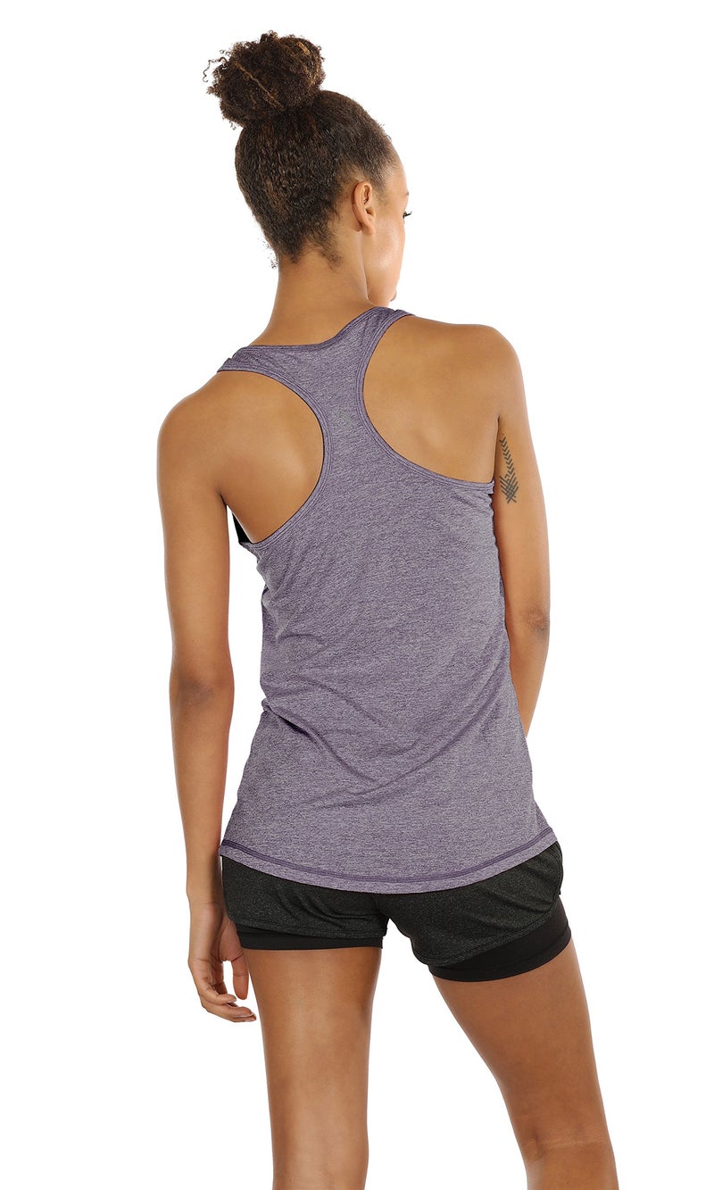 icyzone Workout Tank Tops for Women - Racerback Athletic Yoga Tops, Running Exercise Gym Shirts(Pack of 3)(L, Charcoal/Lavender/Peach) - Image 5