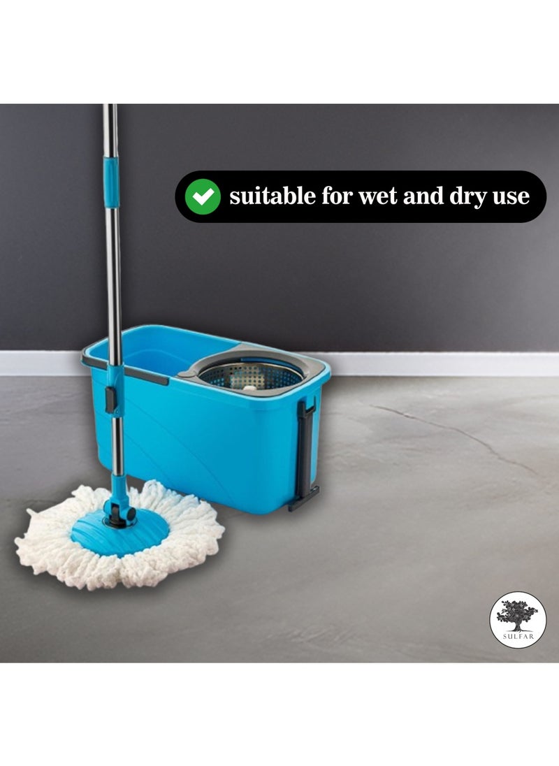 Sulfar Spin Bucket Mop Set with Steel Wringer and Auto-fold Handle, Blue, (1 Extra Refill) - pzsku/ZD34CFAE1BADC9597B190Z/45/_/1733915853/c4516c9d-0ca4-4c46-b345-85059135122a