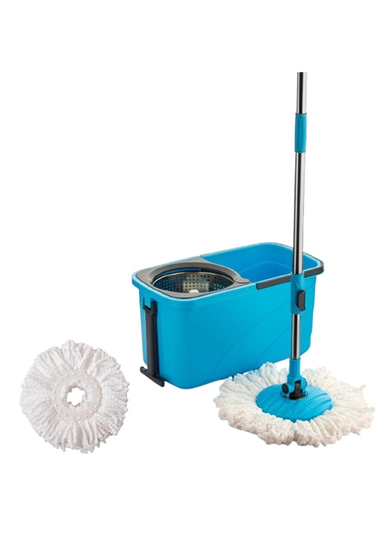 sulfar Sulfar Spin Bucket Mop Set with Steel Wringer and Auto-fold Handle, Blue, (1 Extra Refill)  - Image 1