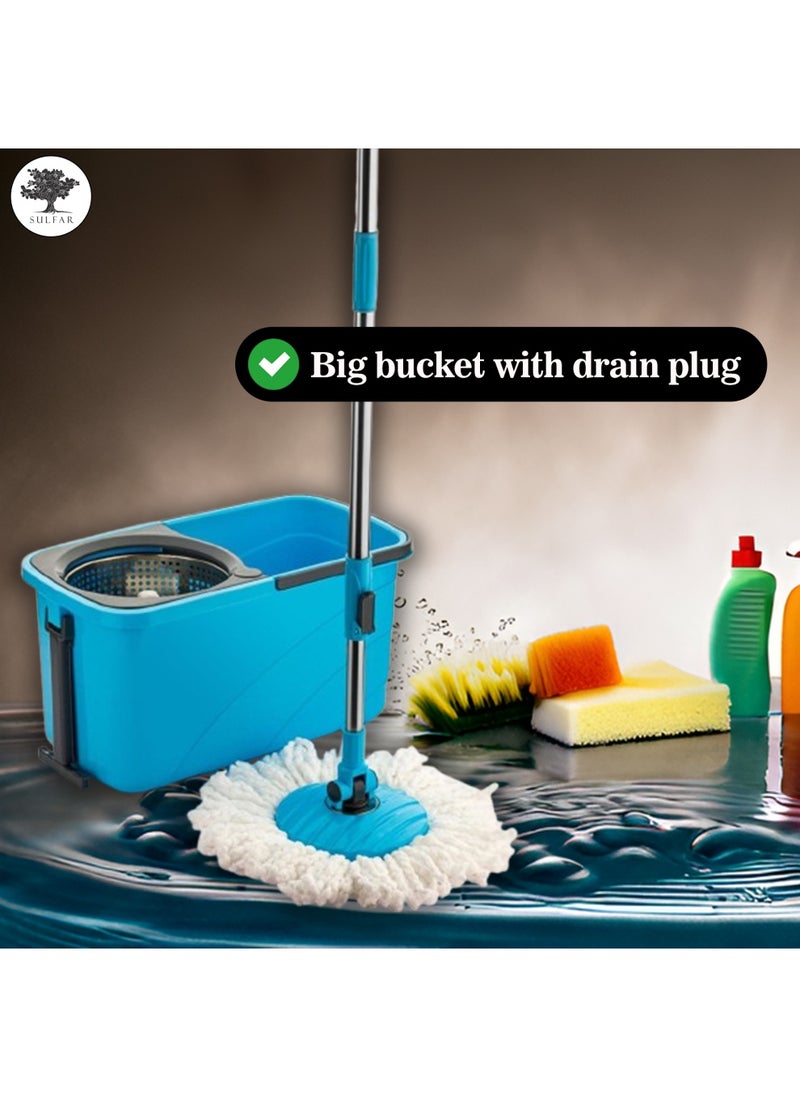 Sulfar Spin Bucket Mop Set with Steel Wringer and Auto-fold Handle, Blue, (1 Extra Refill) - pzsku/ZD34CFAE1BADC9597B190Z/45/_/1733915856/a5731ffe-1101-45e4-83e3-d7e5a5553532