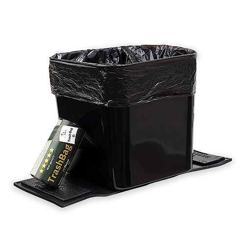 HAUSSIMPLE Car Trash Can Leakproof Compact Garbage Bin w/Stability Flap, Anti-Slip Base, Portable Trash Holder for Cars, Trucks, SUVs, Minivans, Auto Organizer with Trash Bags (Black, Large) - Image 1