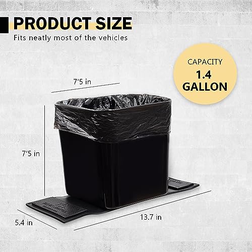 HAUSSIMPLE Car Trash Can Leakproof Compact Garbage Bin w/Stability Flap, Anti-Slip Base, Portable Trash Holder for Cars, Trucks, SUVs, Minivans, Auto Organizer with Trash Bags (Black, Large) - Image 2