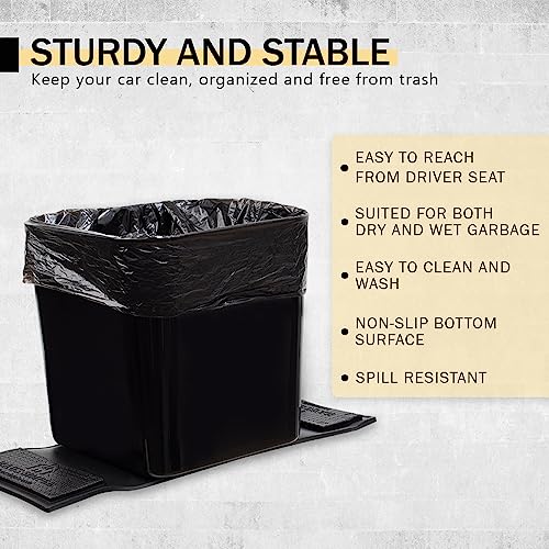 HAUSSIMPLE Car Trash Can Leakproof Compact Garbage Bin w/Stability Flap, Anti-Slip Base, Portable Trash Holder for Cars, Trucks, SUVs, Minivans, Auto Organizer with Trash Bags (Black, Large) - Image 5