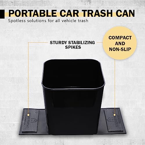 HAUSSIMPLE Car Trash Can Leakproof Compact Garbage Bin w/Stability Flap, Anti-Slip Base, Portable Trash Holder for Cars, Trucks, SUVs, Minivans, Auto Organizer with Trash Bags (Black, Large) - Image 4