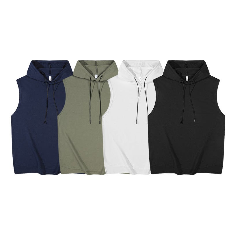 Hooded T-Shirt Men'S Short-Sleeved Solid Color Sports Summer Sports Trendy Ins Hooded Hip-Hop Half-Sleeved T-Shirt Trendy Brand Men'S Wear - Image 5