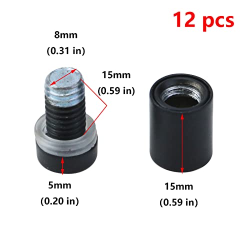 Antrader 12 Pack Stainless Steel Glass Standoff 1/2" x 3/4", Wall Mount Standoff Holder Screw Advertise Fixing Nail Sign Mounting Hardware, Matte Black - Image 2