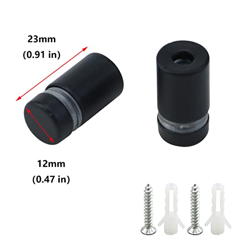 Antrader 12 Pack Stainless Steel Glass Standoff 1/2" x 3/4", Wall Mount Standoff Holder Screw Advertise Fixing Nail Sign Mounting Hardware, Matte Black - Image 3