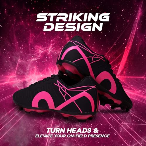 AIVIN VANTAMOR Football Shoes - Black/Pink | Lightweight Comfort & Maximum Grip | Best for Competitive Soccer Players | Sports Cleats | Football Footwear | Football Sports Shoes (Black/Pink, UK Footwear Size System, Adult, Men, Numeric, Medium, 6) - Image 5