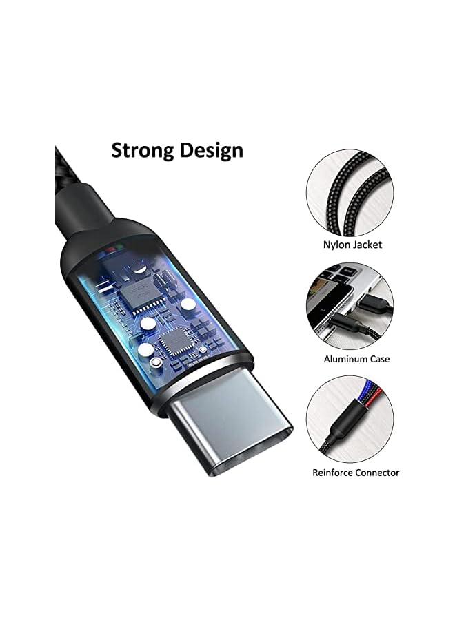 Aioneus كابل 3 في 1 Aioneus كابل شحن متعدد كابل IP كابل USB نوع C كابل Micro USB، كابل شحن سريع متوافق مع iPhone 13 12 11 Galaxy S20 S10 S9 S8 S7 Micro usb Android - Image 4